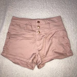 light pink high waisted shorts